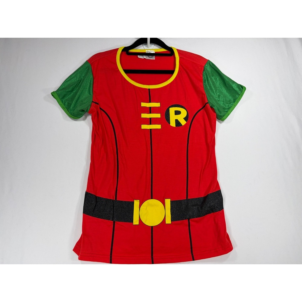 DC Comics Robin Costume T-Shirt Womens Small Red Green Excellent Cosplay Top